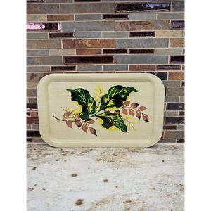 Vintage Serving Tray, Autumn Decor, Metal Lap, Fall Leaf